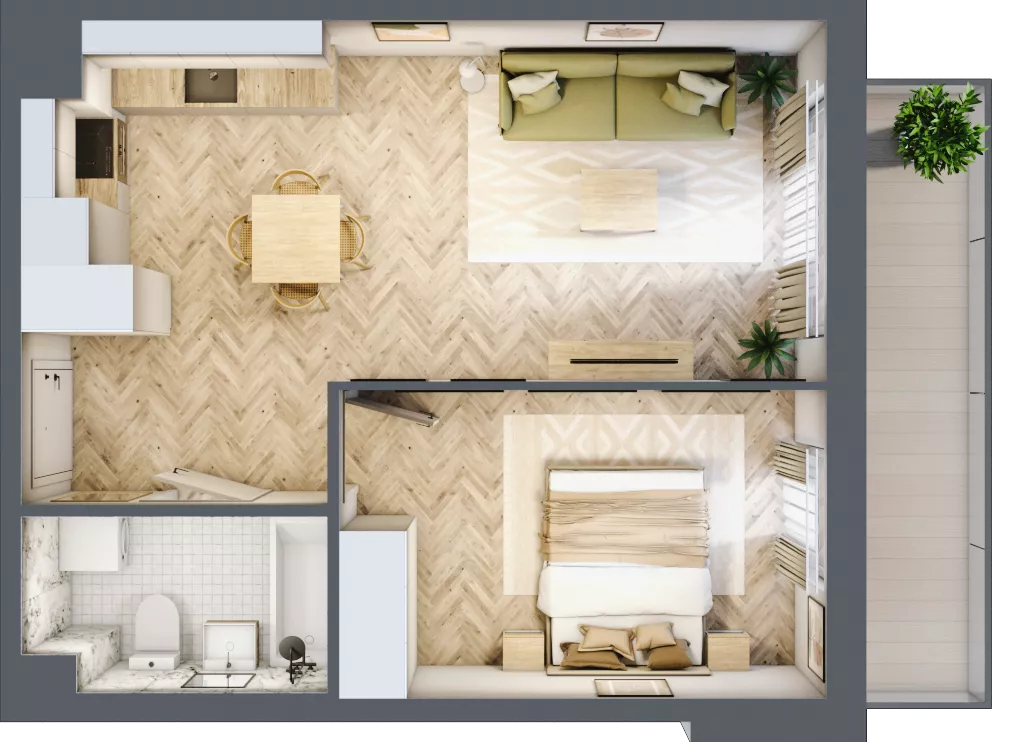 2 pokoje, mieszkanie 41,68 m², piętro 1, oferta nr A2.20.M15, Wawer GO 2.0, Warszawa, Wawer, Falenica, ul. Przylaszczkowa 17