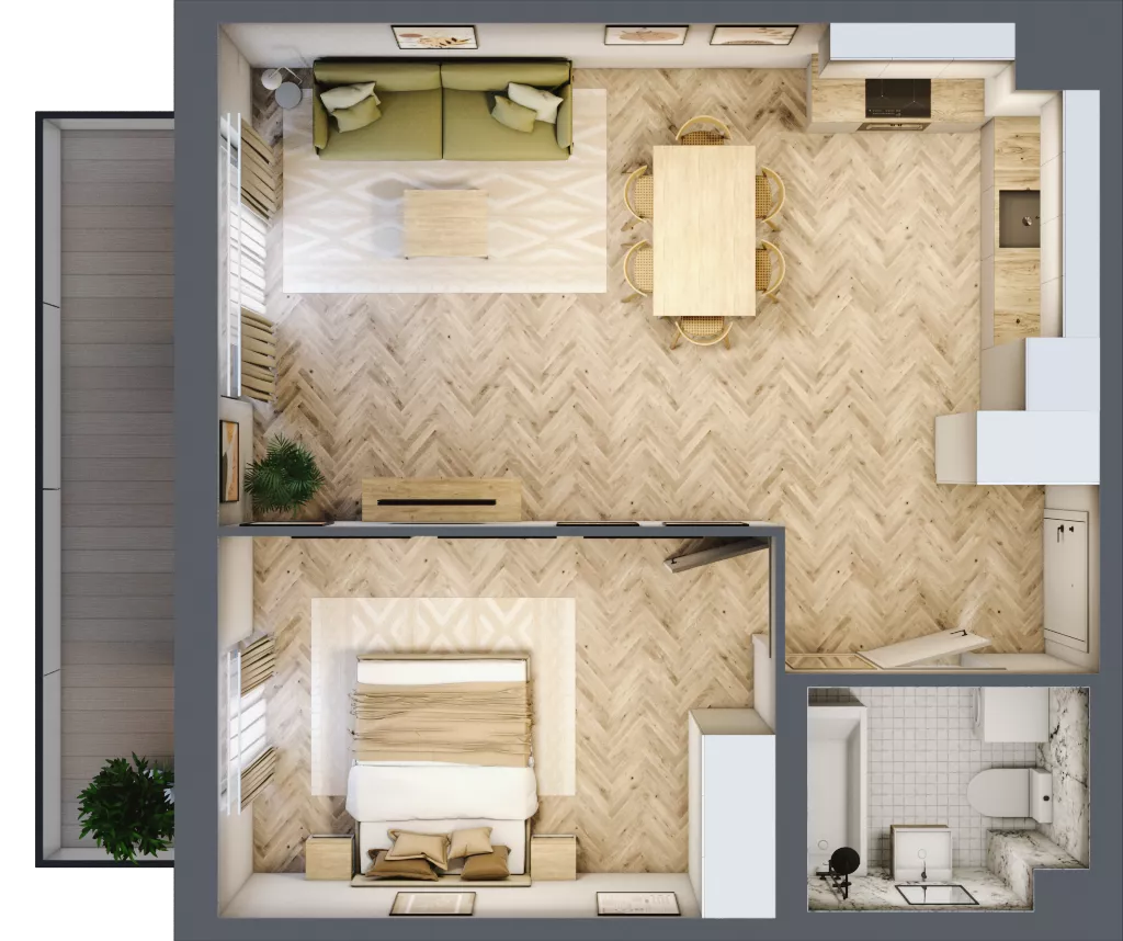 2 pokoje, mieszkanie 50,25 m², piętro 1, oferta nr A3.20.M12, Wawer GO 2.0, Warszawa, Wawer, Falenica, ul. Przylaszczkowa 17