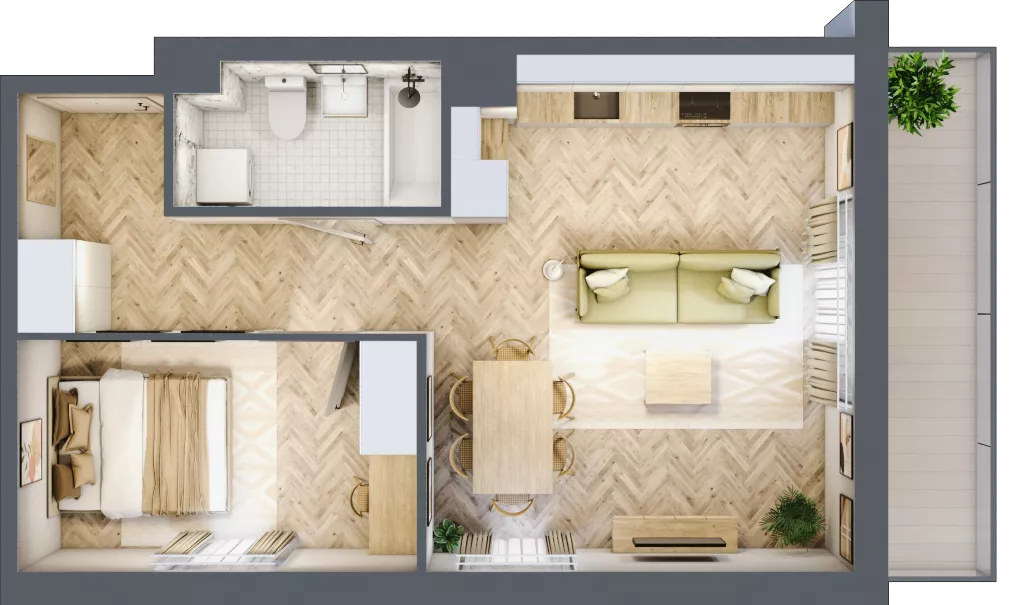 2 pokoje, mieszkanie 45,26 m², piętro 1, oferta nr A3.20.M09, Wawer GO 2.0, Warszawa, Wawer, Falenica, ul. Przylaszczkowa 17