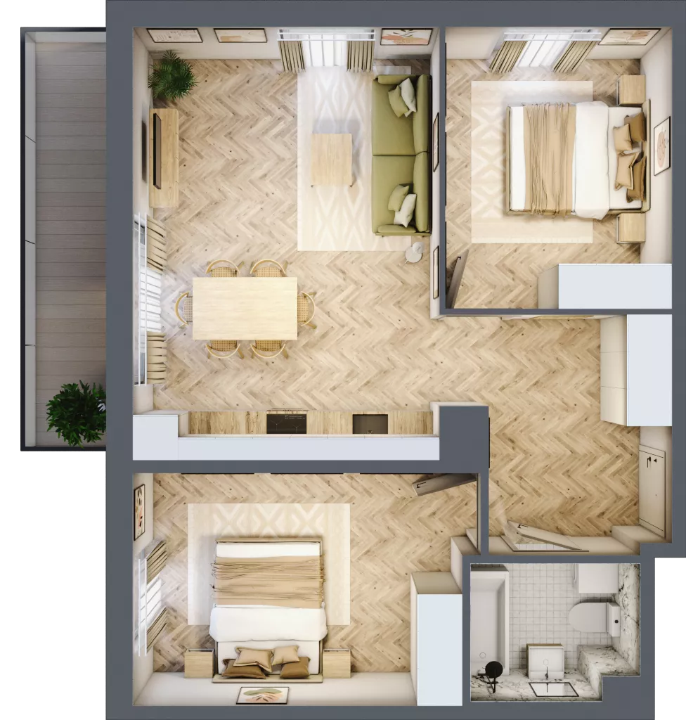 3 pokoje, mieszkanie 61,17 m², piętro 2, oferta nr A3.30.M21, Wawer GO 2.0, Warszawa, Wawer, Falenica, ul. Przylaszczkowa 17