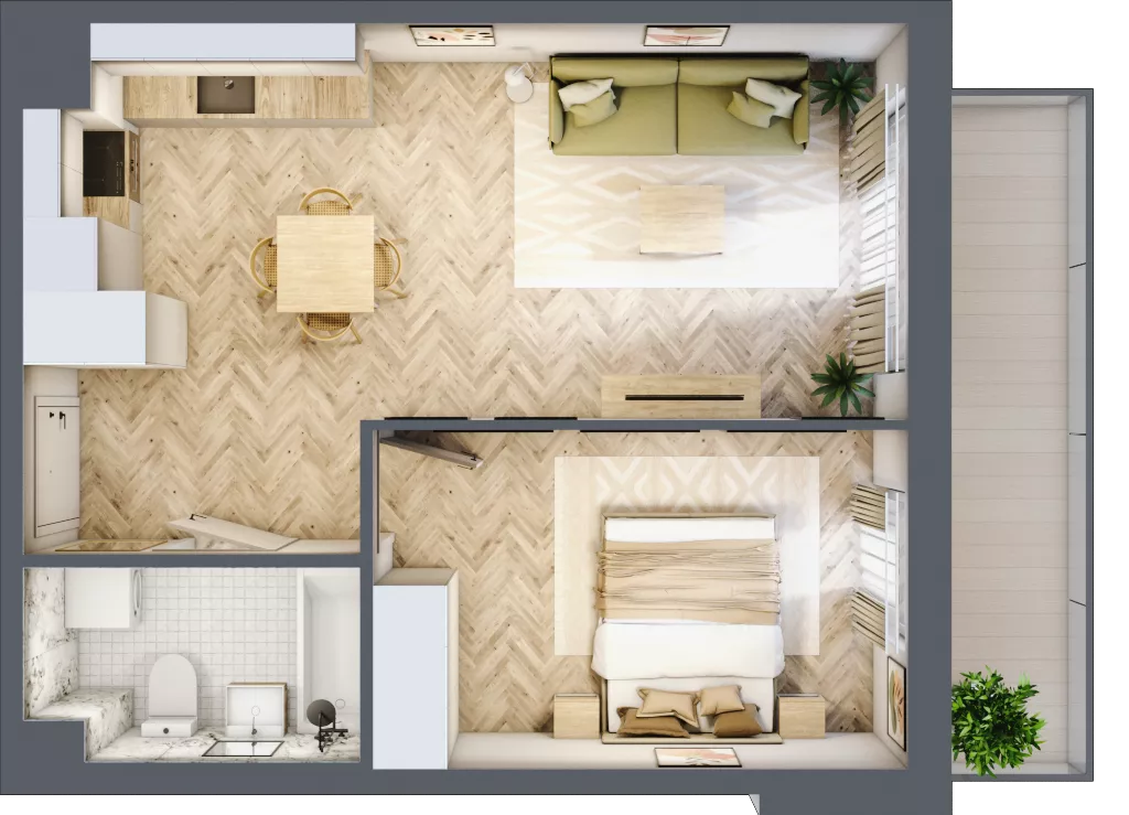 2 pokoje, mieszkanie 41,68 m², piętro 1, oferta nr A3.20.M15, Wawer GO 2.0, Warszawa, Wawer, Falenica, ul. Przylaszczkowa 17