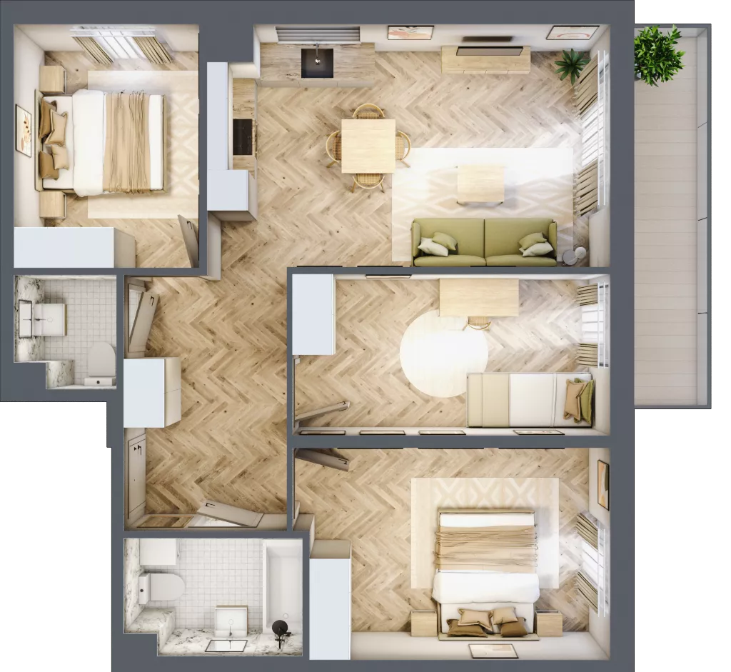 4 pokoje, mieszkanie 72,20 m², piętro 2, oferta nr A3.30.M22, Wawer GO 2.0, Warszawa, Wawer, Falenica, ul. Przylaszczkowa 17