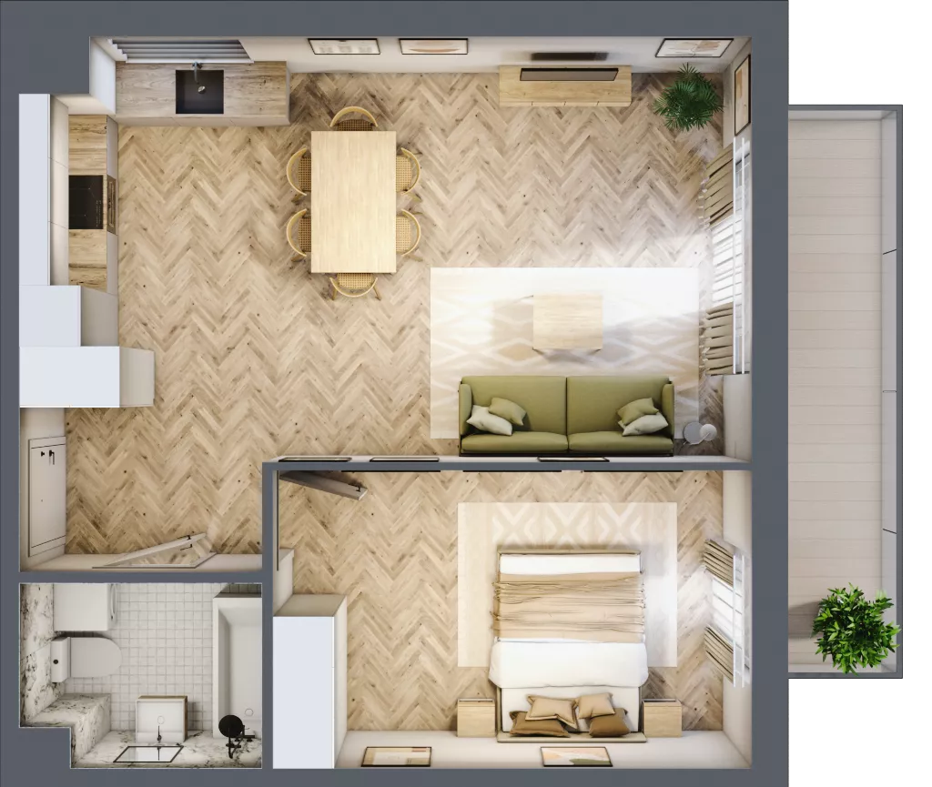 2 pokoje, mieszkanie 49,92 m², piętro 1, oferta nr D1.20.M13, Wawer GO 2.0, Warszawa, Wawer, Falenica, ul. Przylaszczkowa 17