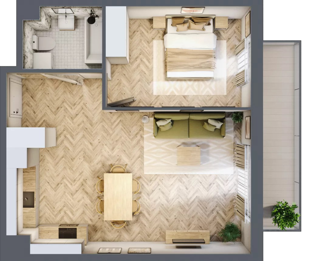 2 pokoje, mieszkanie 49,75 m², piętro 3, oferta nr D1.40.M28, Wawer GO 2.0, Warszawa, Wawer, Falenica, ul. Przylaszczkowa 17