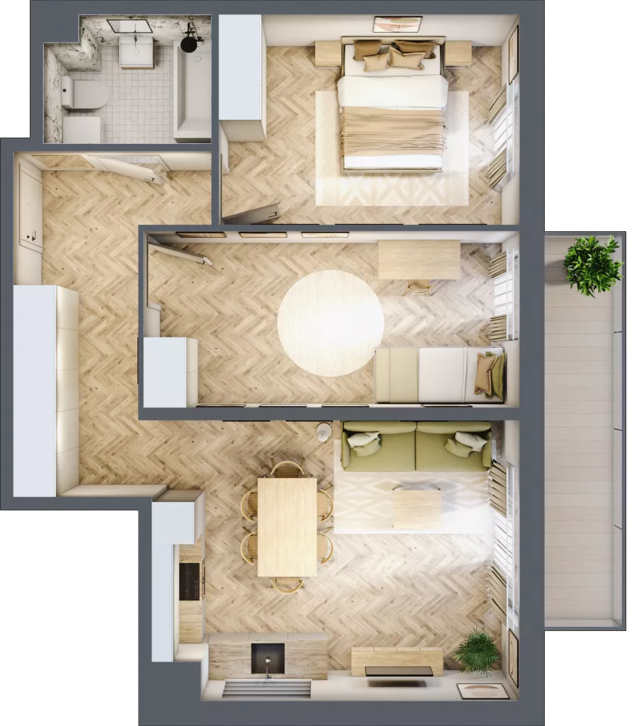 3 pokoje, mieszkanie 60,32 m², piętro 1, oferta nr D1.20.M08, Wawer GO 2.0, Warszawa, Wawer, Falenica, ul. Przylaszczkowa 17