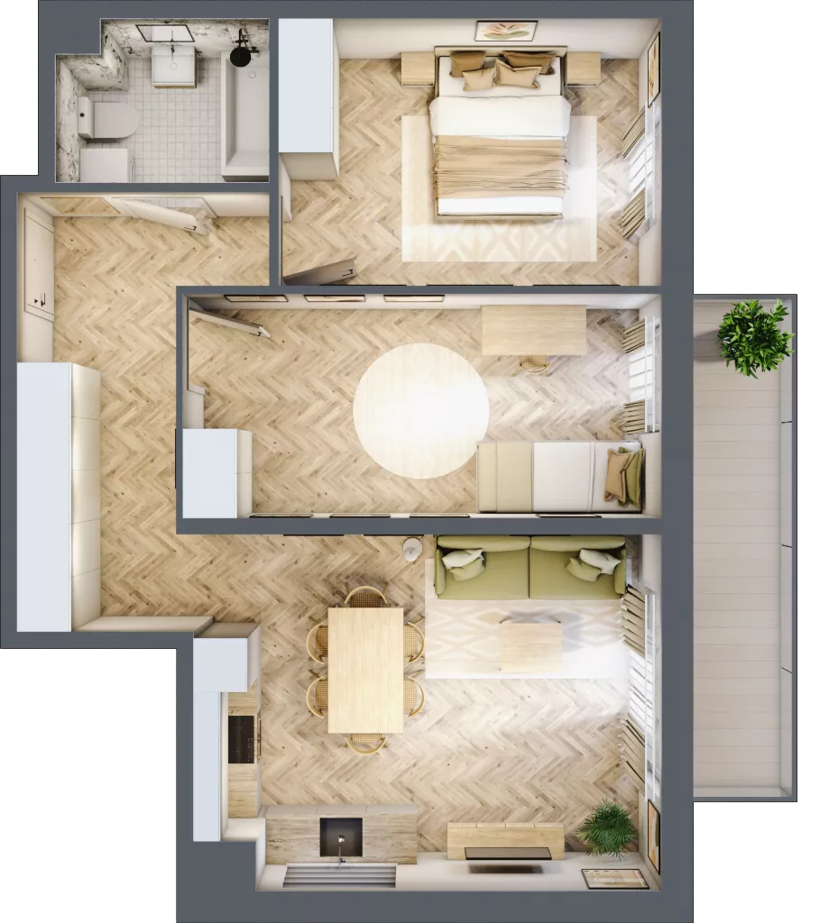 3 pokoje, mieszkanie 60,32 m², piętro 2, oferta nr D1.30.M15, Wawer GO 2.0, Warszawa, Wawer, Falenica, ul. Przylaszczkowa 17