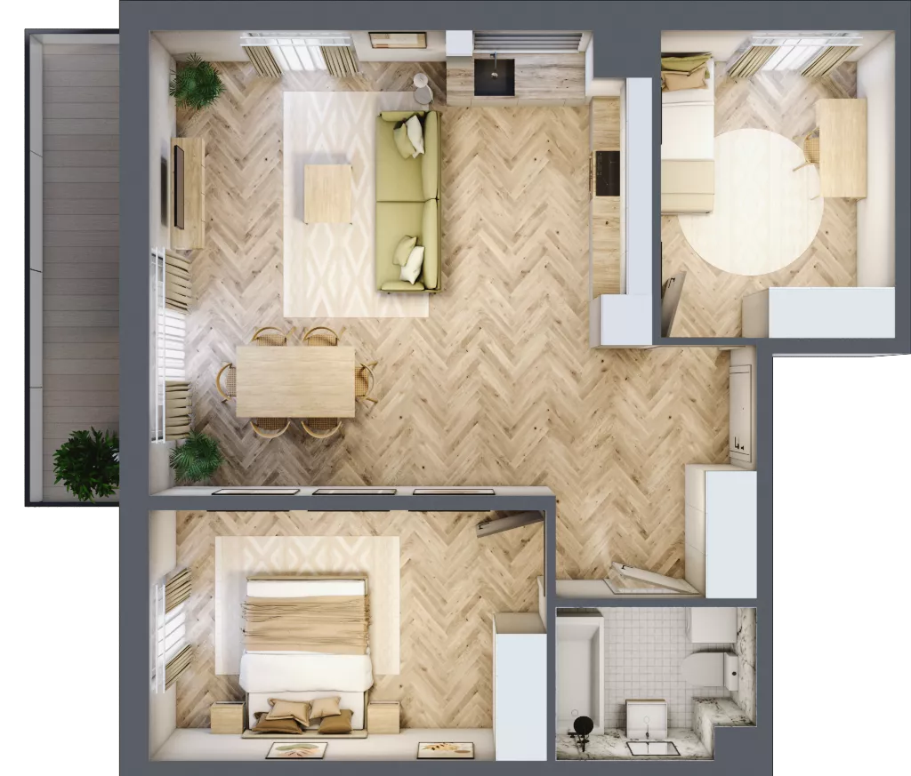 3 pokoje, mieszkanie 65,28 m², piętro 2, oferta nr D1.30.M19, Wawer GO 2.0, Warszawa, Wawer, Falenica, ul. Przylaszczkowa 17