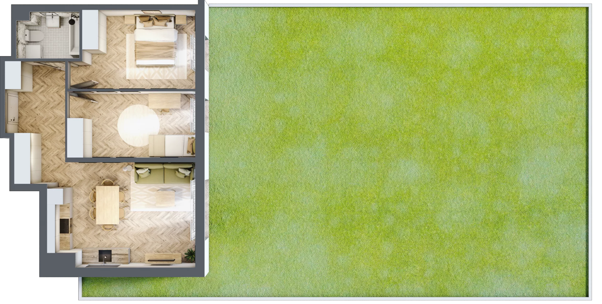 3 pokoje, mieszkanie 60,14 m², parter, oferta nr D1.10.M01, Wawer GO 2.0, Warszawa, Wawer, Falenica, ul. Przylaszczkowa 17