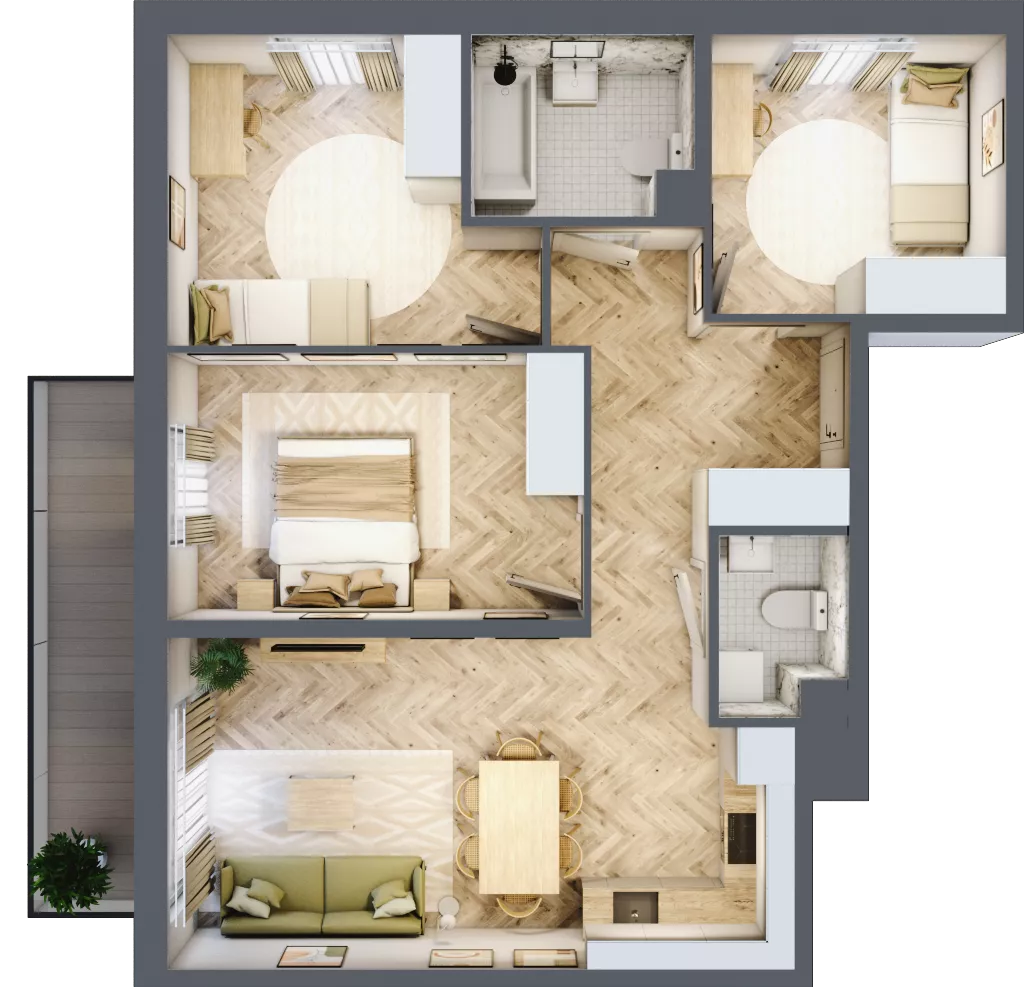 4 pokoje, mieszkanie 70,06 m², piętro 1, oferta nr D2.20.M11, Wawer GO 2.0, Warszawa, Wawer, Falenica, ul. Przylaszczkowa 17