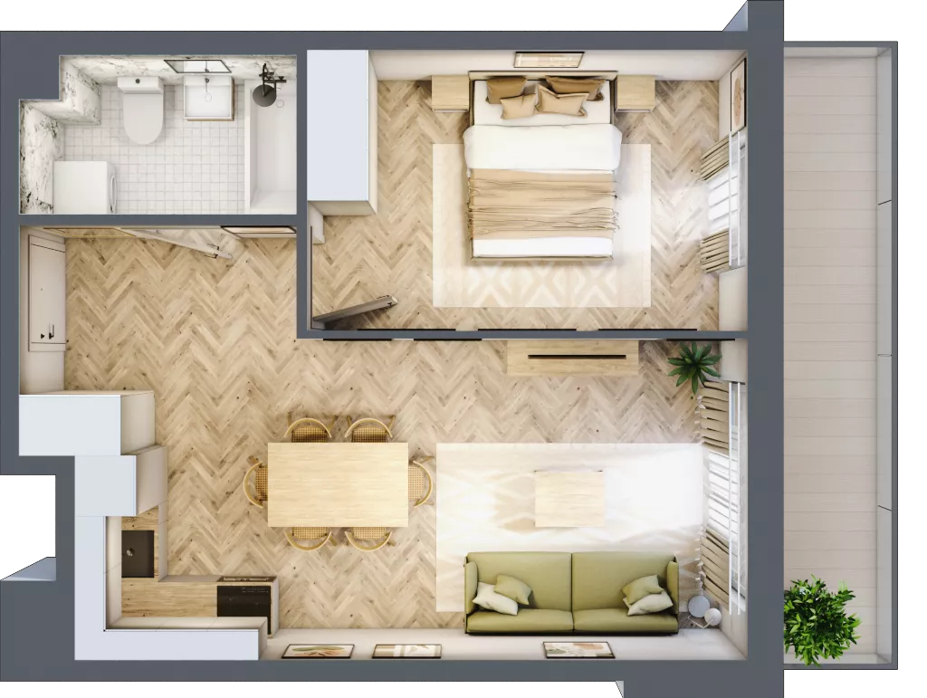 2 pokoje, mieszkanie 40,72 m², piętro 1, oferta nr D2.20.M13, Wawer GO 2.0, Warszawa, Wawer, Falenica, ul. Przylaszczkowa 17