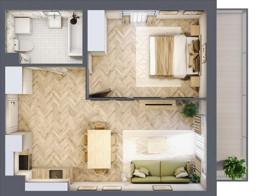2 pokoje, mieszkanie 44,58 m², piętro 3, oferta nr D2.40.M28, Wawer GO 2.0, Warszawa, Wawer, Falenica, ul. Przylaszczkowa 17