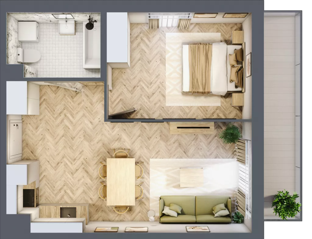 2 pokoje, mieszkanie 44,58 m², piętro 2, oferta nr D2.30.M20, Wawer GO 2.0, Warszawa, Wawer, Falenica, ul. Przylaszczkowa 17