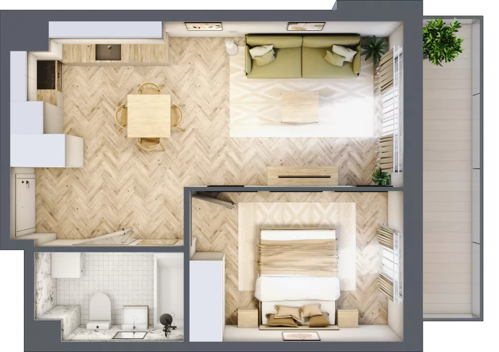 2 pokoje, mieszkanie 39,69 m², piętro 1, oferta nr D2.20.M06, Wawer GO 2.0, Warszawa, Wawer, Falenica, ul. Przylaszczkowa 17