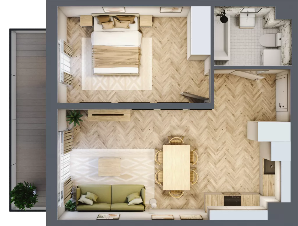 2 pokoje, mieszkanie 44,78 m², piętro 3, oferta nr D2.40.M26, Wawer GO 2.0, Warszawa, Wawer, Falenica, ul. Przylaszczkowa 17