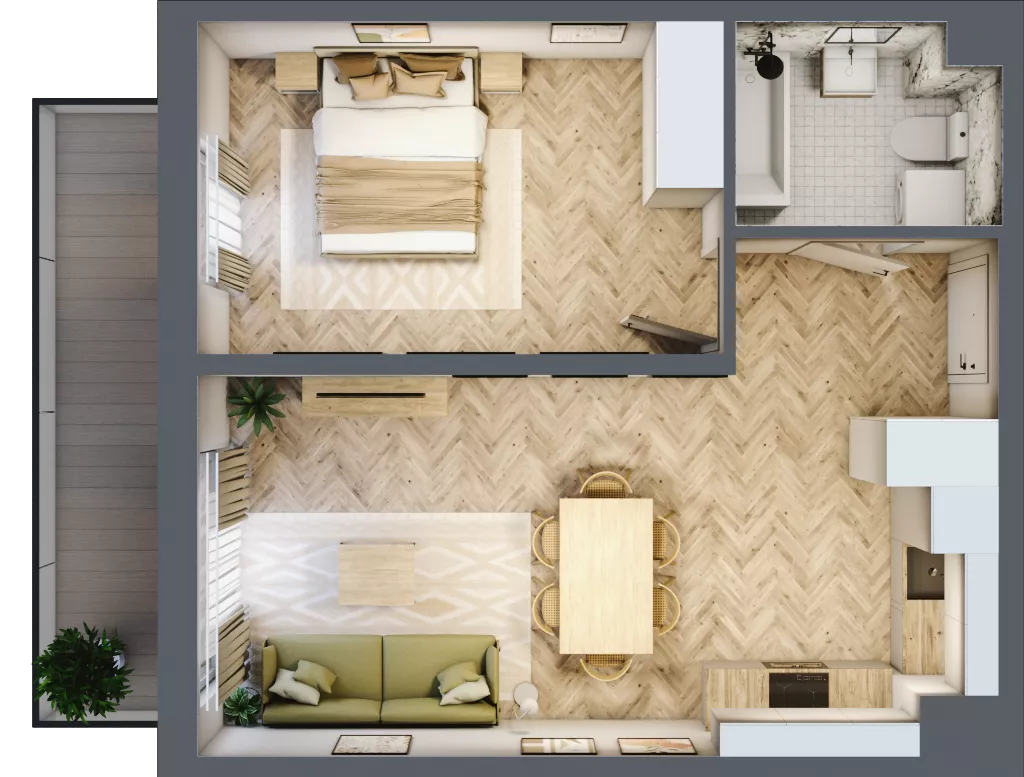 2 pokoje, mieszkanie 44,78 m², piętro 1, oferta nr D2.20.M10, Wawer GO 2.0, Warszawa, Wawer, Falenica, ul. Przylaszczkowa 17