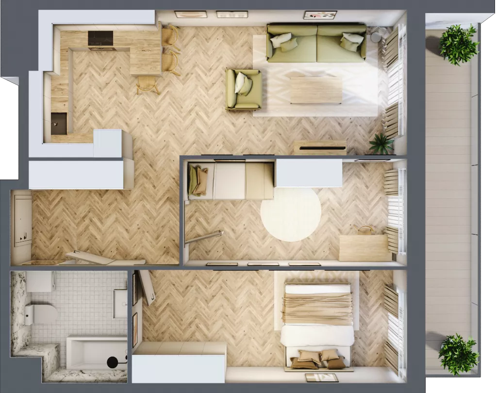3 pokoje, mieszkanie 64,03 m², piętro 9, oferta nr 09.K2.02, Langiewicza 37, Rzeszów, Śródmieście, ul. Langiewicza 37