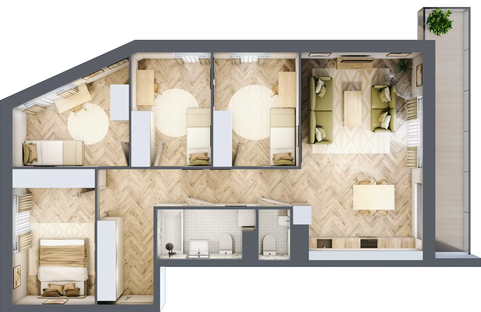 5 pokoi, mieszkanie 88,21 m², piętro 7, oferta nr 07.K2.01, Langiewicza 37, Rzeszów, Śródmieście, ul. Langiewicza 37