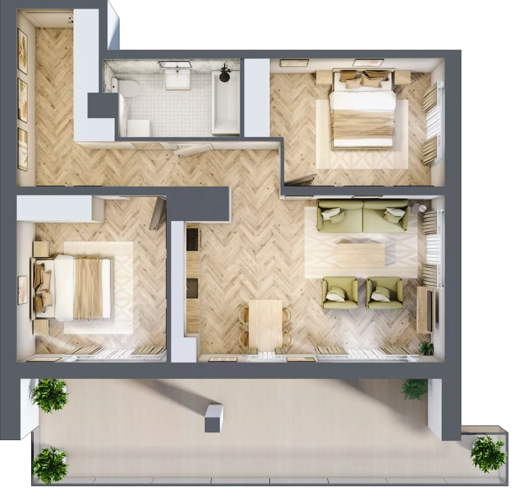 3 pokoje, mieszkanie 72,35 m², piętro 9, oferta nr 09.K2.07, Langiewicza 37, Rzeszów, Śródmieście, ul. Langiewicza 37