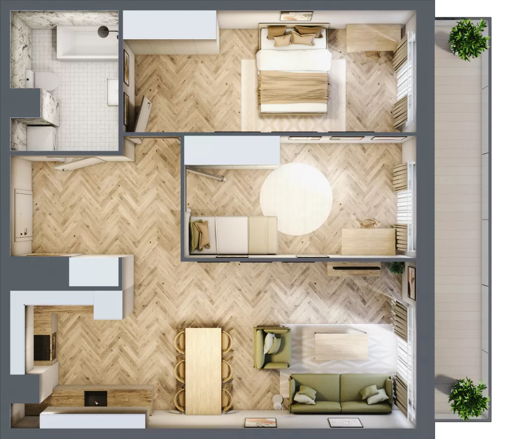 3 pokoje, mieszkanie 70,94 m², piętro 11, oferta nr 11.K2.03, Langiewicza 37, Rzeszów, Śródmieście, ul. Langiewicza 37