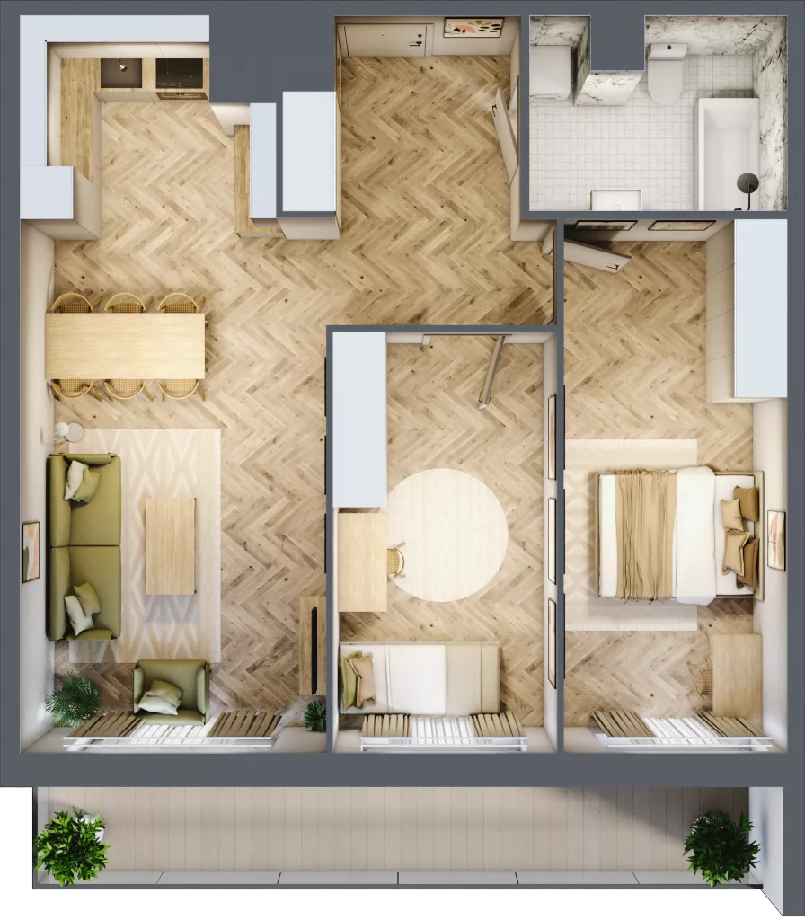 3 pokoje, mieszkanie 70,21 m², piętro 10, oferta nr 10.K1.02, Langiewicza 37, Rzeszów, Śródmieście, ul. Langiewicza 37