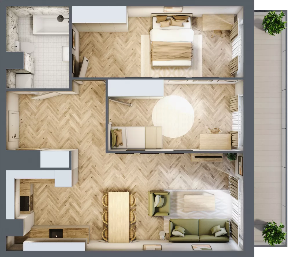 3 pokoje, mieszkanie 71,13 m², piętro 10, oferta nr 10.K2.03, Langiewicza 37, Rzeszów, Śródmieście, ul. Langiewicza 37