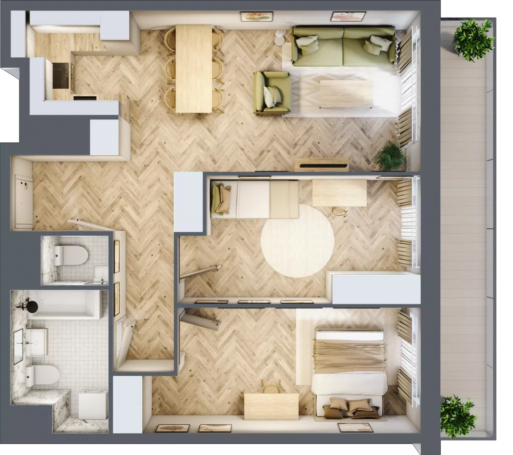 3 pokoje, mieszkanie 69,30 m², piętro 10, oferta nr 10.K2.04, Langiewicza 37, Rzeszów, Śródmieście, ul. Langiewicza 37