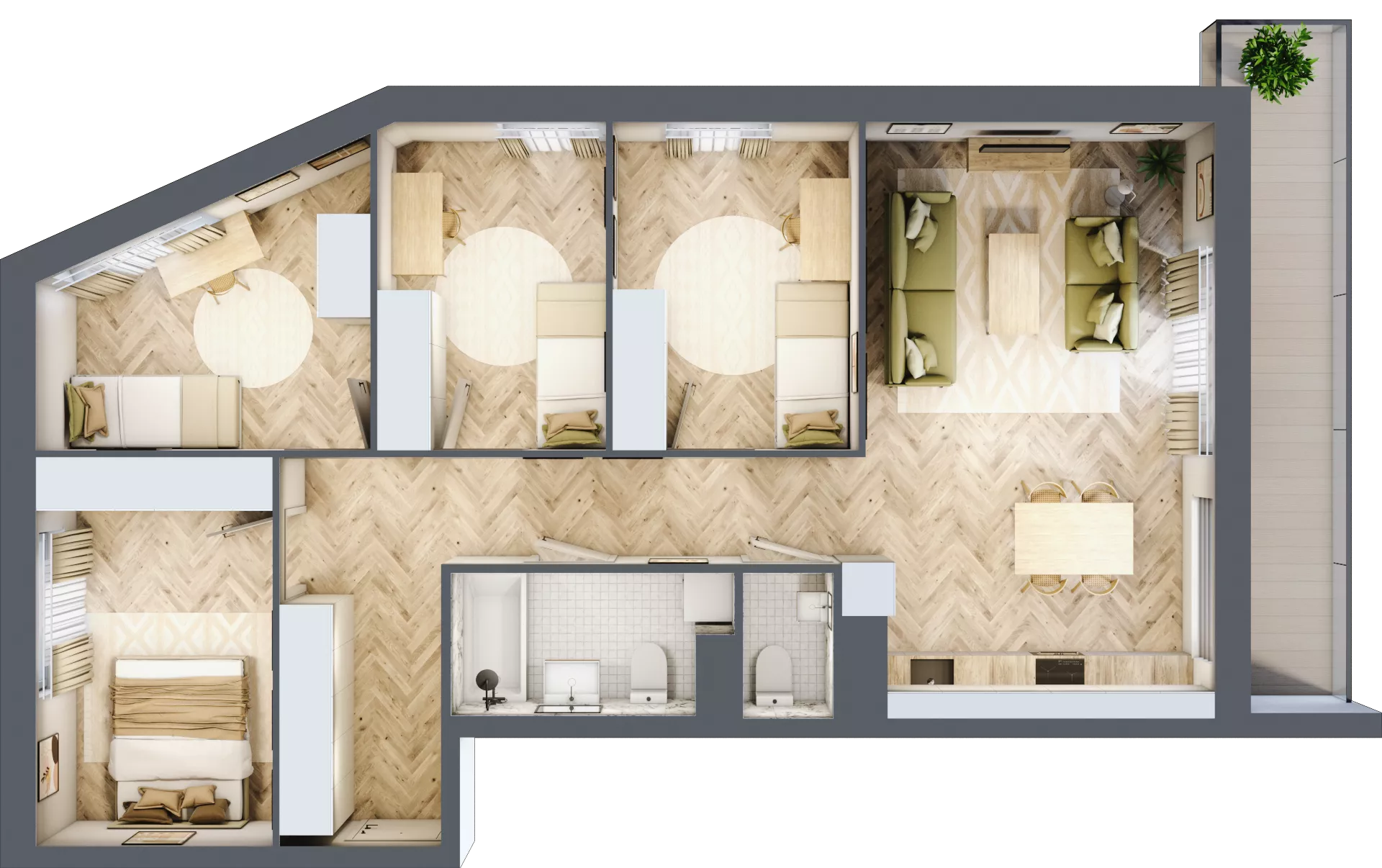 5 pokoi, mieszkanie 88,34 m², piętro 8, oferta nr 08.K2.01, Langiewicza 37, Rzeszów, Śródmieście, ul. Langiewicza 37