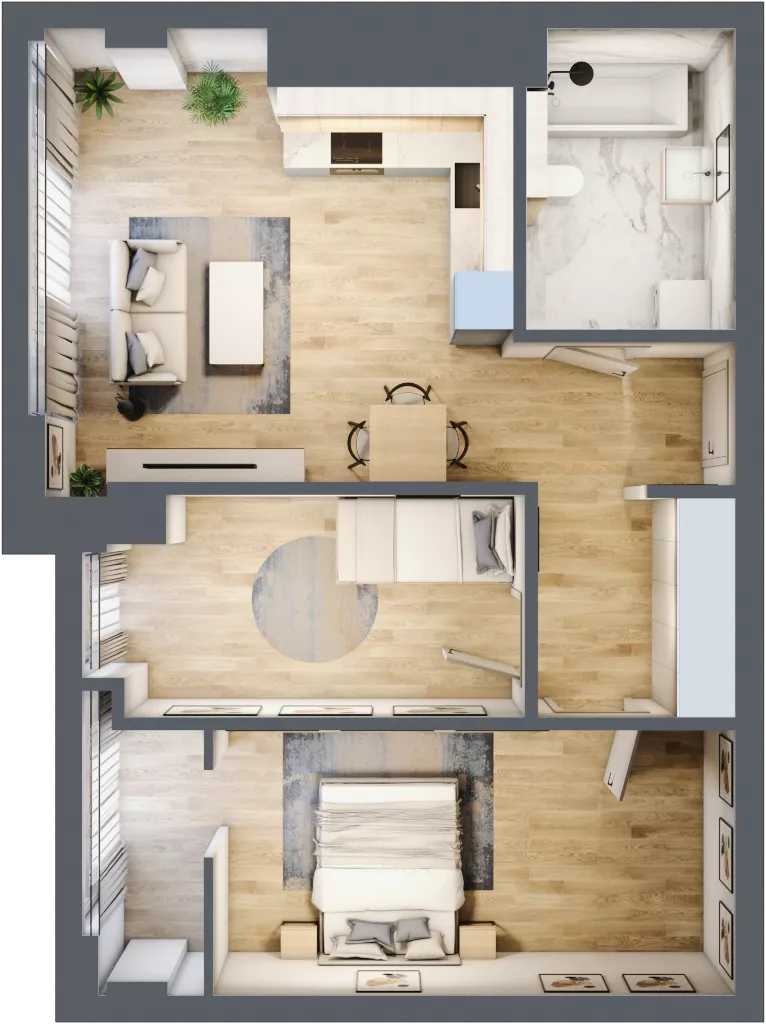 3 pokoje, mieszkanie 62,80 m², piętro 9, oferta nr N57, Olszynki Park, Rzeszów, Śródmieście, ul. Szopena