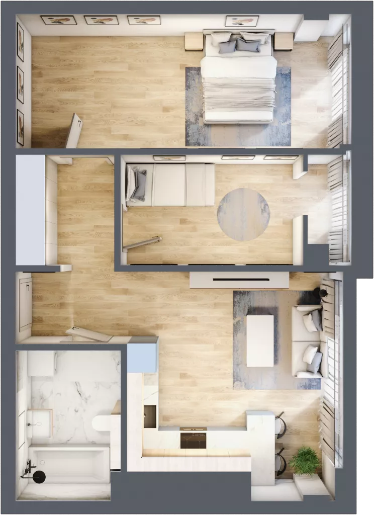 3 pokoje, mieszkanie 63,27 m², piętro 14, oferta nr N90, Olszynki Park, Rzeszów, Śródmieście, ul. Szopena