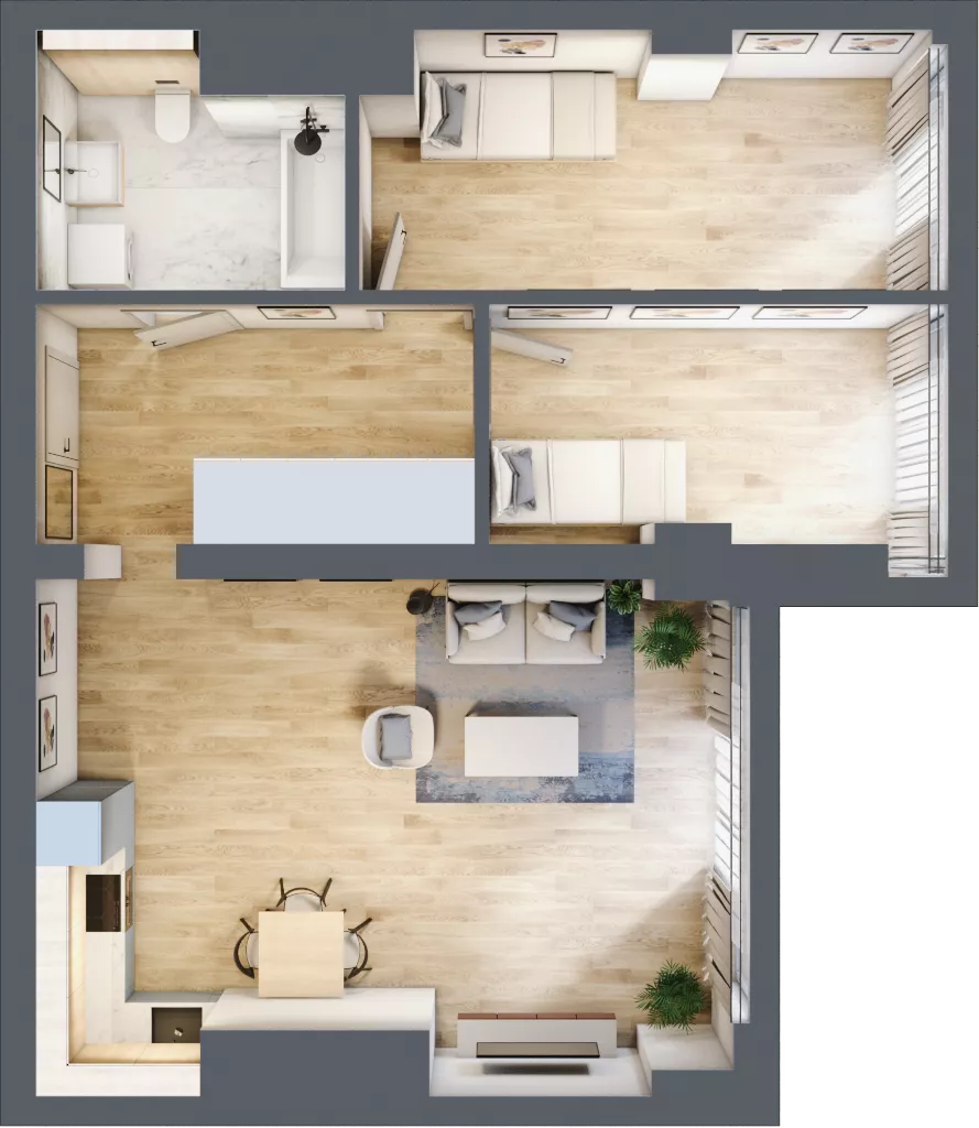 3 pokoje, mieszkanie 68,85 m², piętro 9, oferta nr W42, Olszynki Park, Rzeszów, Śródmieście, ul. Szopena