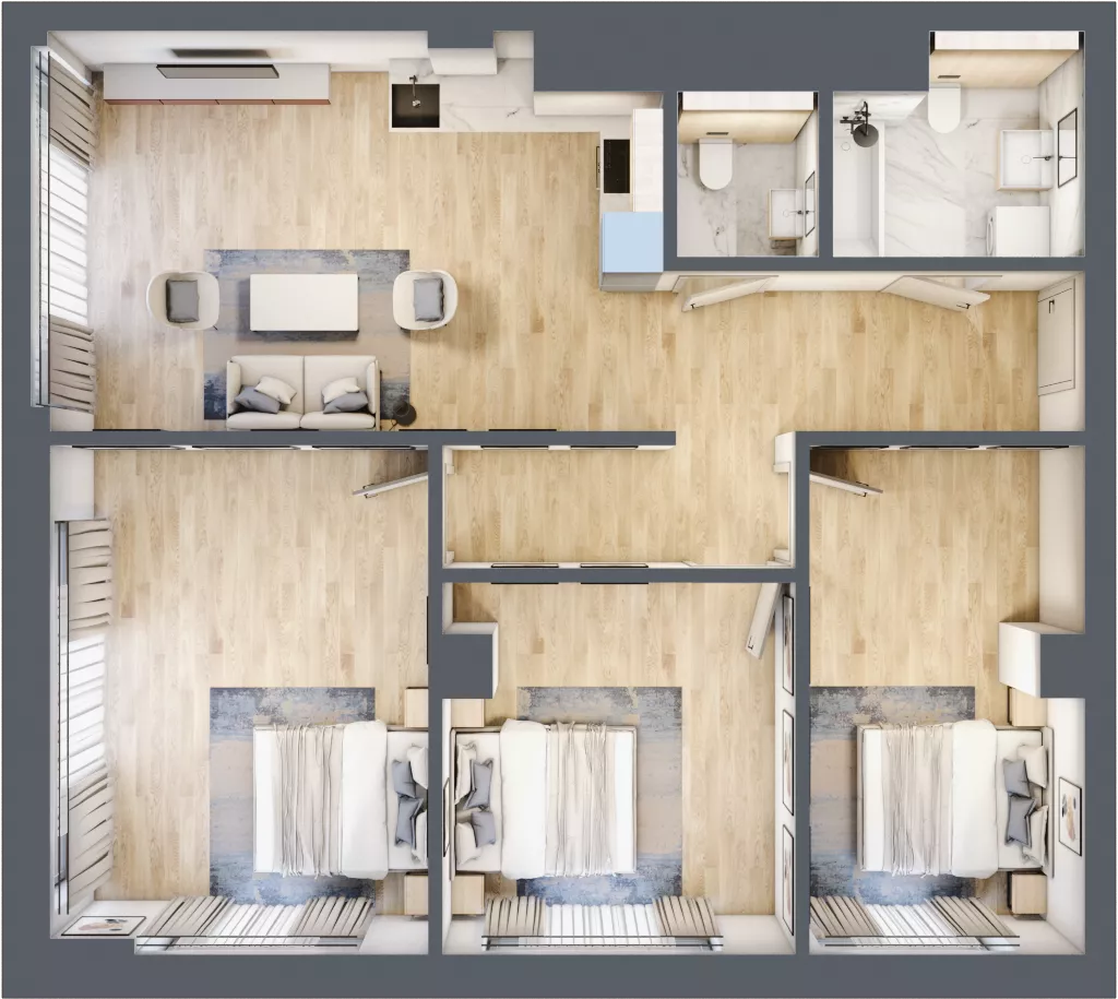 4 pokoje, mieszkanie 86,66 m², piętro 19, oferta nr W113, Olszynki Park, Rzeszów, Śródmieście, ul. Szopena