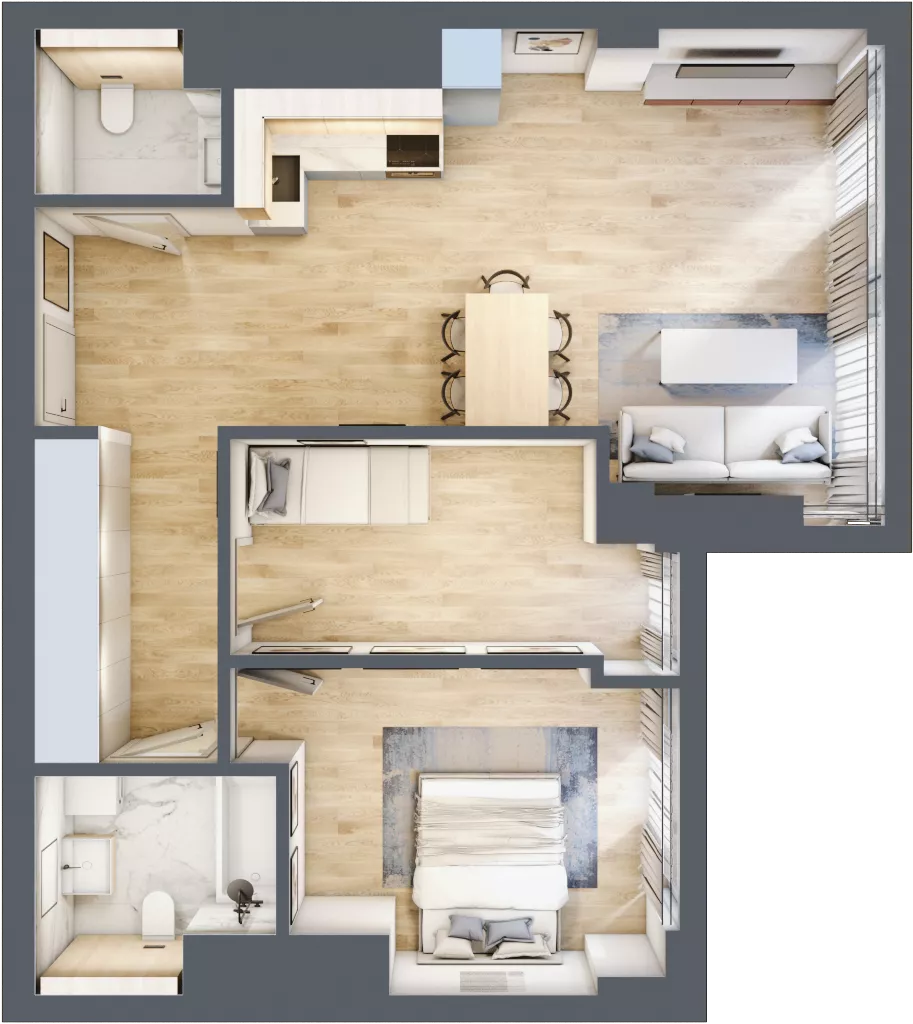3 pokoje, mieszkanie 69,54 m², piętro 23, oferta nr W136, Olszynki Park, Rzeszów, Śródmieście, ul. Szopena