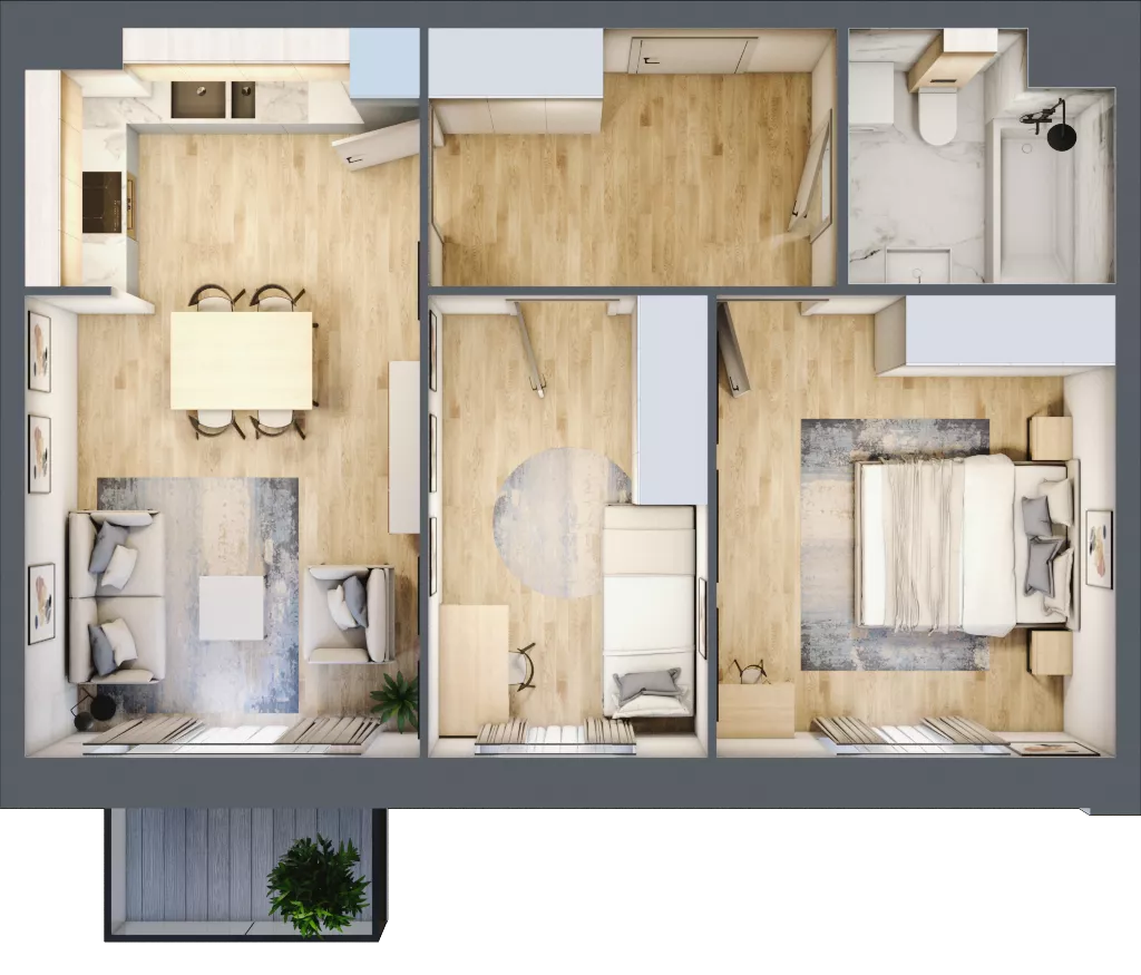 3 pokoje, mieszkanie 56,55 m², piętro 4, oferta nr 4_42, Rezydencja Góra Kalwaria Budynek C, Góra Kalwaria, Moczydłów, ul. Długa