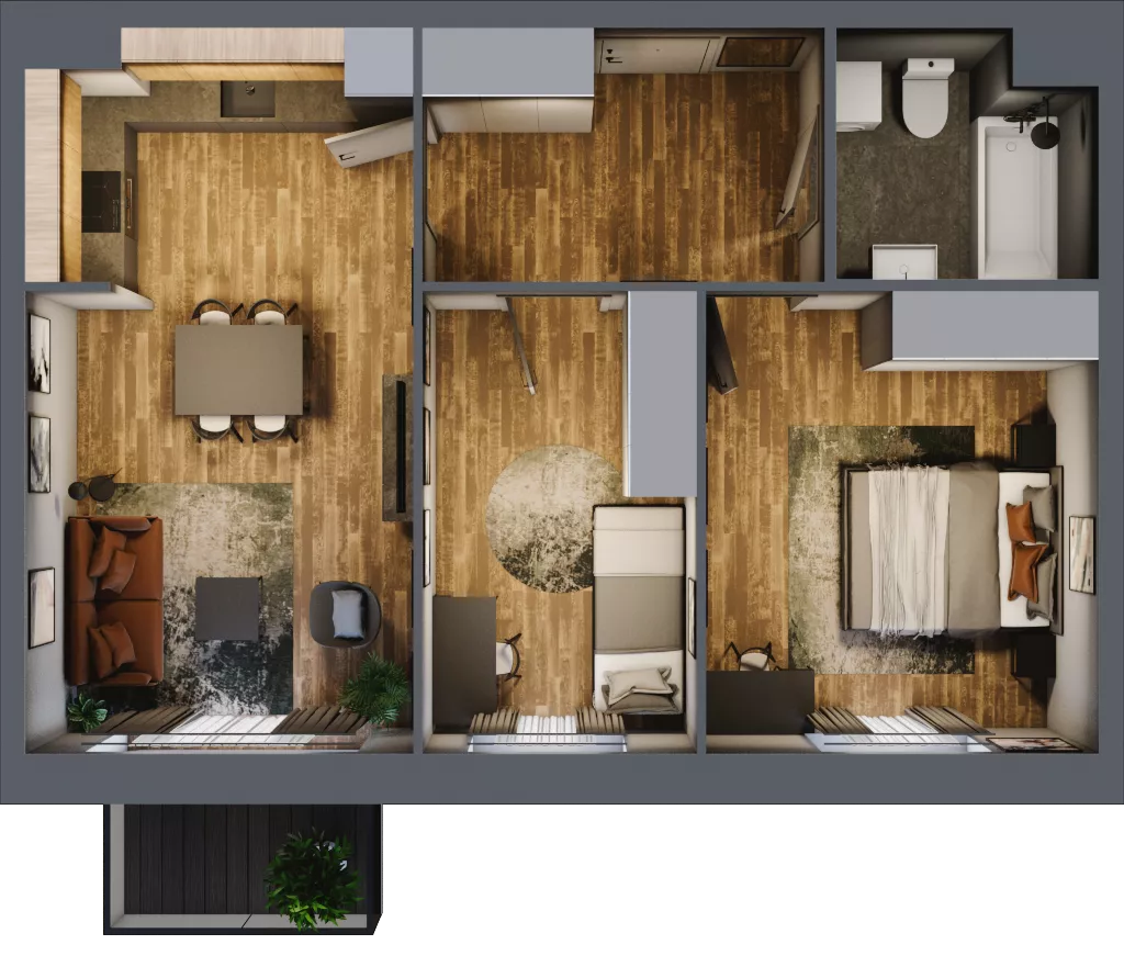 3 pokoje, mieszkanie 57,20 m², piętro 3, oferta nr 3/33, Rezydencja Góra Kalwaria Budynek D, Góra Kalwaria, Moczydłów, ul. Długa