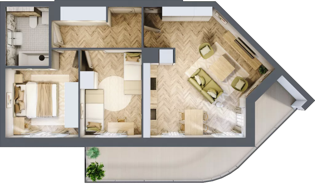 3 pokoje, mieszkanie 57,89 m², piętro 4, oferta nr 12, Quatro, Olsztyn, Zatorze, ul. Poprzeczna