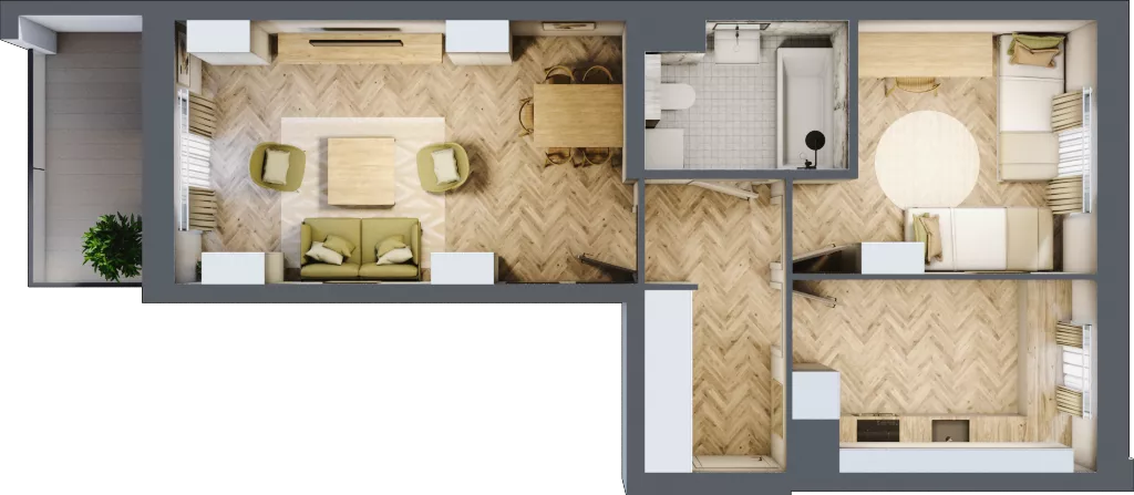 2 pokoje, mieszkanie 49,80 m², piętro 4, oferta nr 13, Quatro, Olsztyn, Zatorze, ul. Poprzeczna