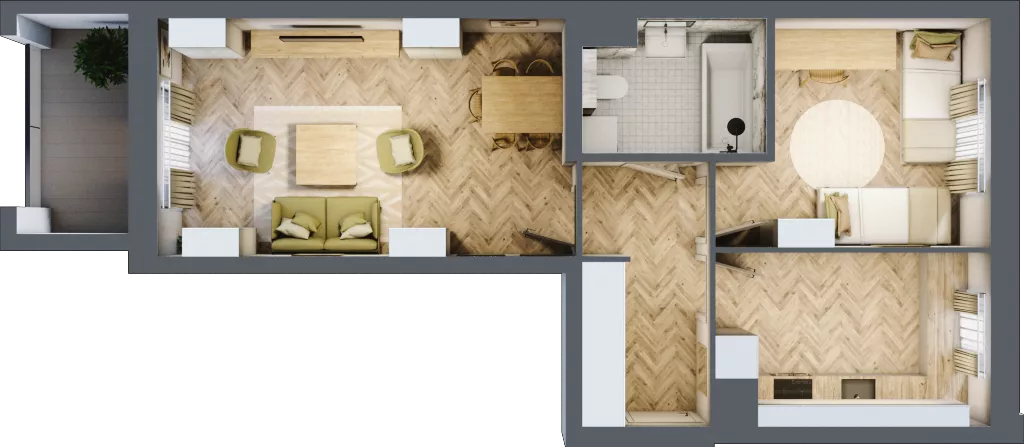 2 pokoje, mieszkanie 49,80 m², piętro 7, oferta nr 22, Quatro, Olsztyn, Zatorze, ul. Poprzeczna