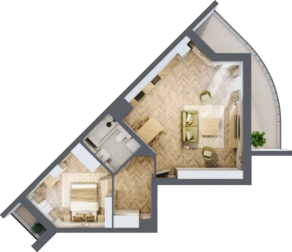 2 pokoje, mieszkanie 51,29 m², parter, oferta nr 30, Quatro, Olsztyn, Zatorze, ul. Poprzeczna