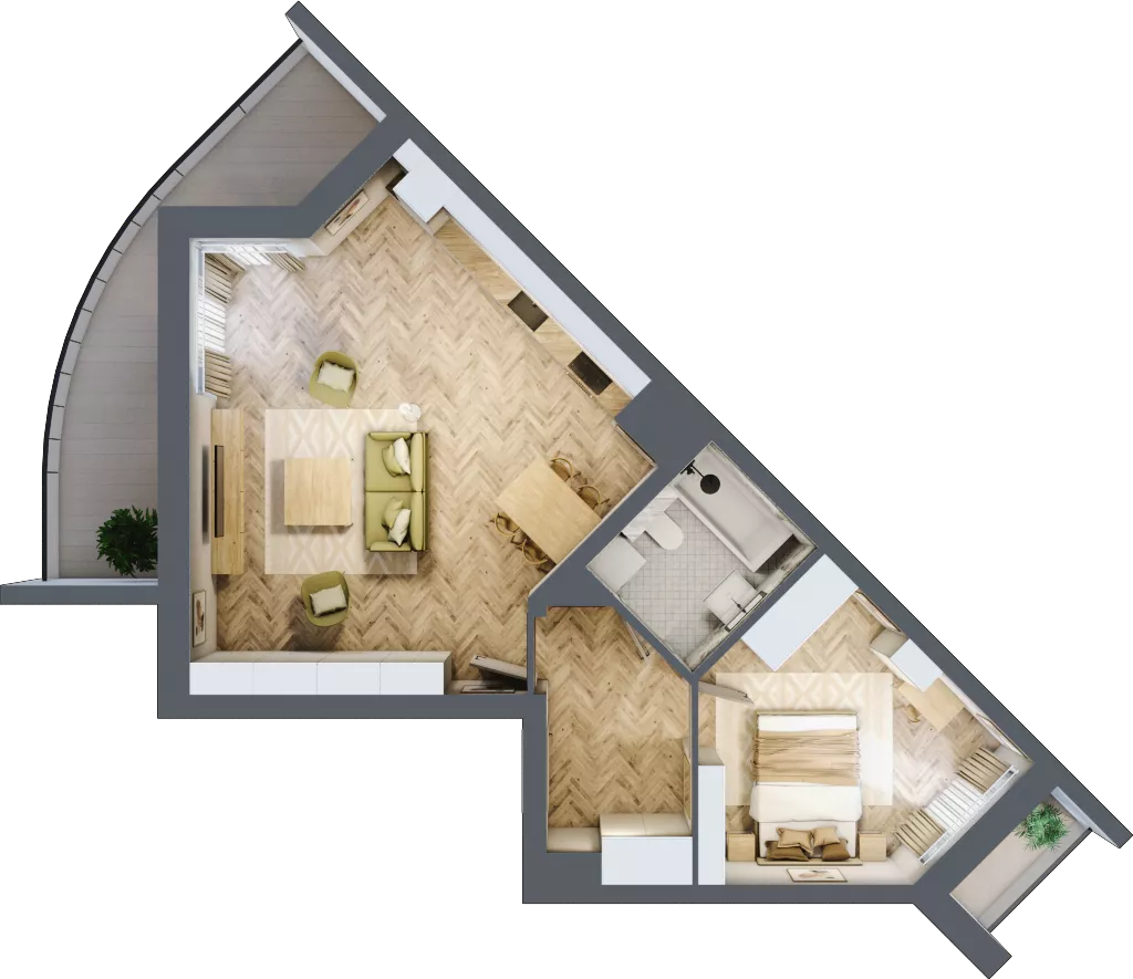 2 pokoje, mieszkanie 51,25 m², parter, oferta nr 57, Quatro, Olsztyn, Zatorze, ul. Poprzeczna