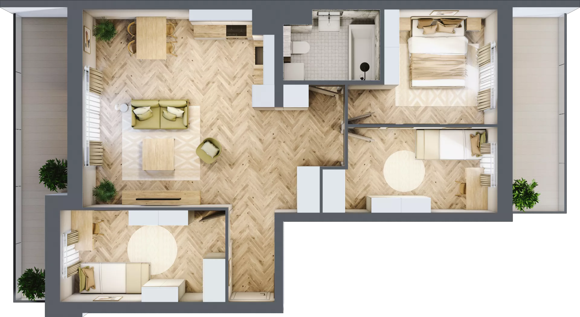 4 pokoje, mieszkanie 70,51 m², parter, oferta nr 87, Quatro, Olsztyn, Zatorze, ul. Poprzeczna