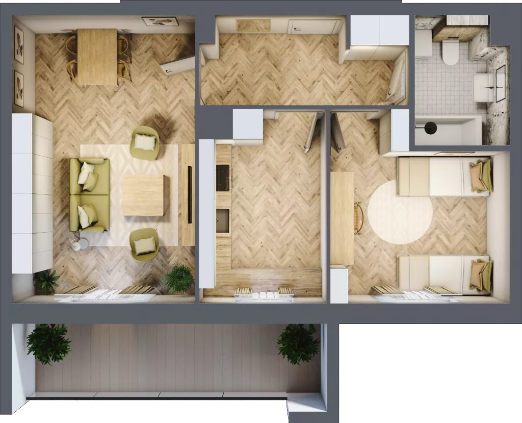 2 pokoje, mieszkanie 53,80 m², parter, oferta nr 88, Quatro, Olsztyn, Zatorze, ul. Poprzeczna
