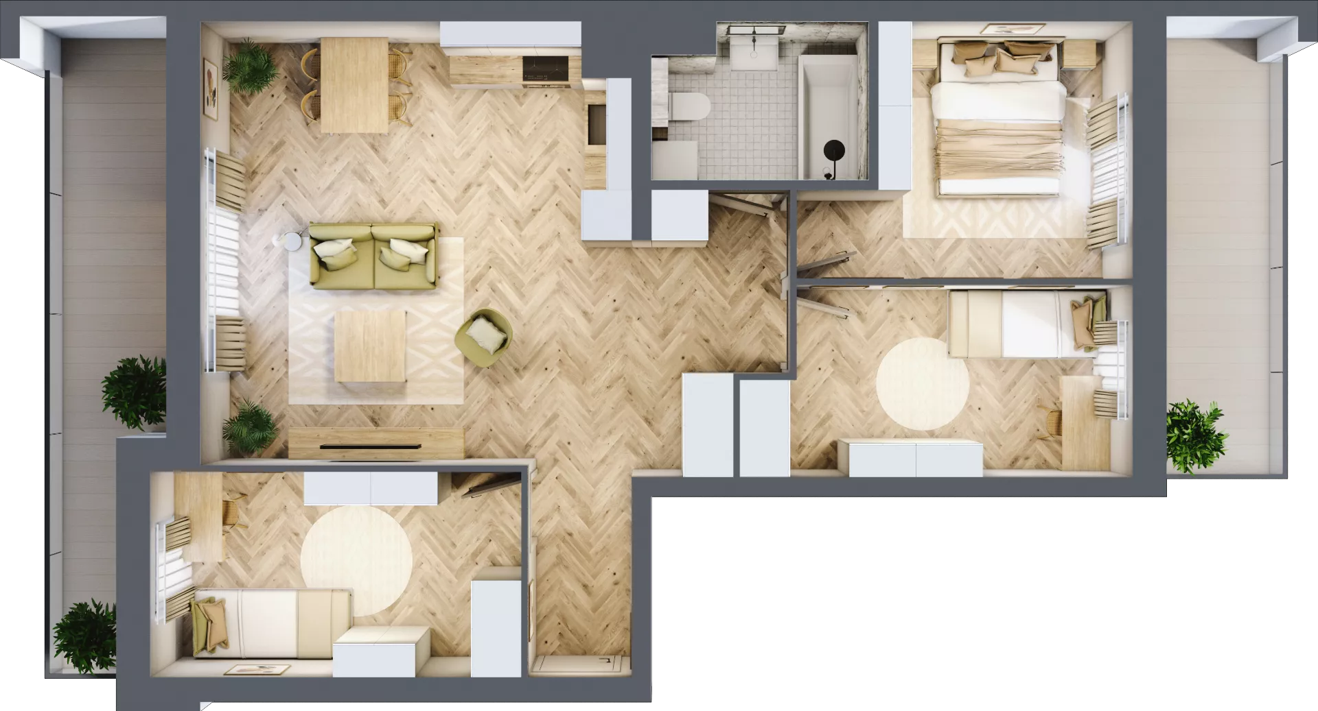 4 pokoje, mieszkanie 70,51 m², piętro 2, oferta nr 93, Quatro, Olsztyn, Zatorze, ul. Poprzeczna
