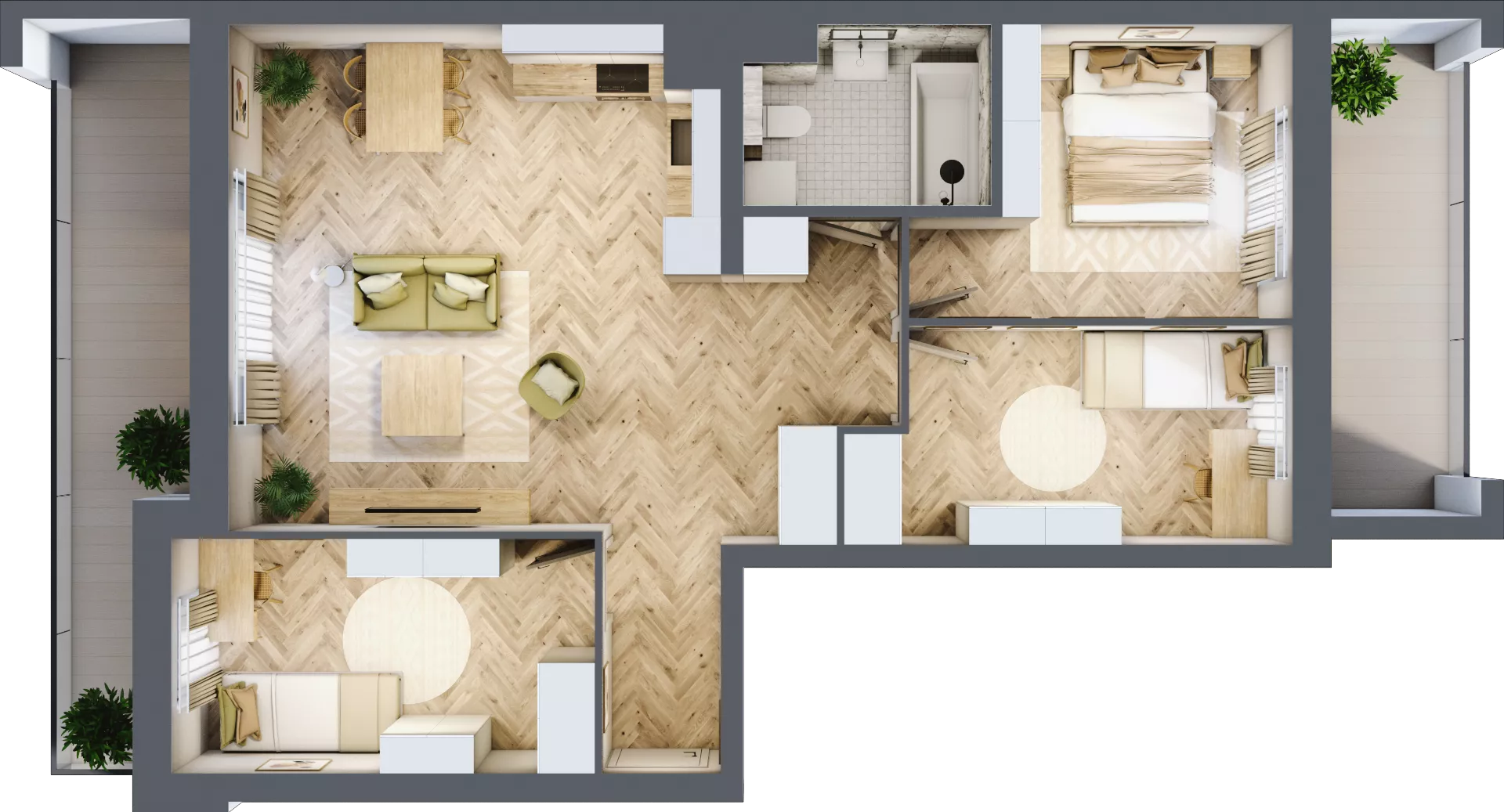 4 pokoje, mieszkanie 70,51 m², piętro 4, oferta nr 99, Quatro, Olsztyn, Zatorze, ul. Poprzeczna