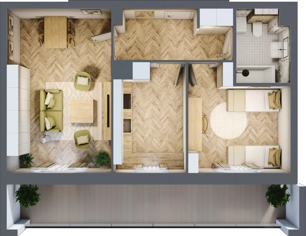 2 pokoje, mieszkanie 53,80 m², piętro 4, oferta nr 100, Quatro, Olsztyn, Zatorze, ul. Poprzeczna