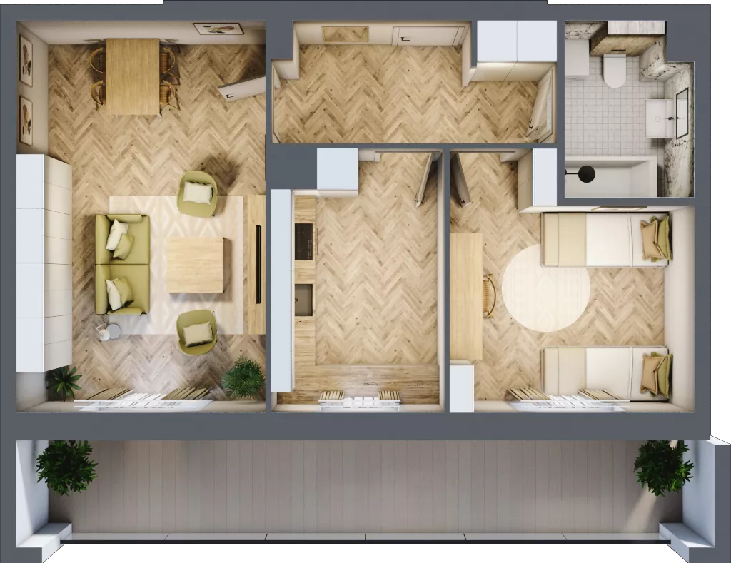 2 pokoje, mieszkanie 53,80 m², piętro 5, oferta nr 103, Quatro, Olsztyn, Zatorze, ul. Poprzeczna