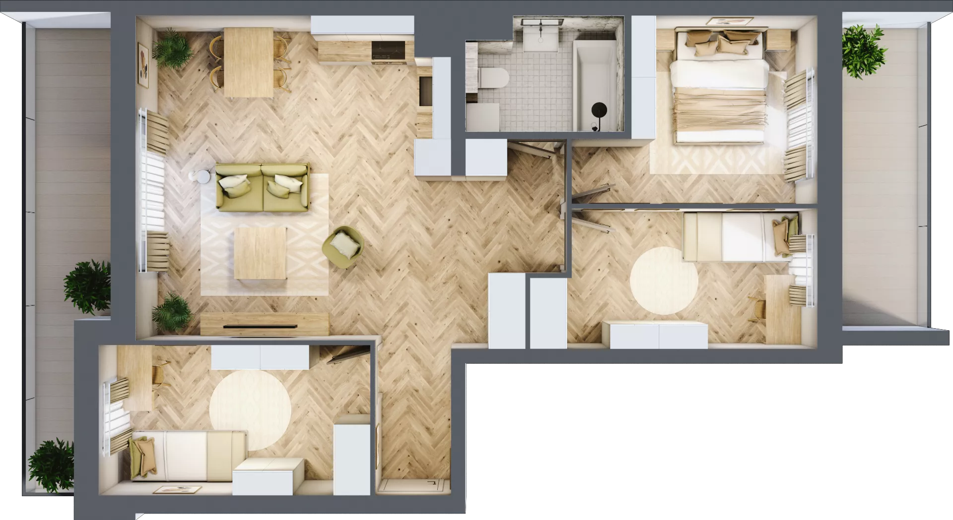 4 pokoje, mieszkanie 70,51 m², piętro 6, oferta nr 105, Quatro, Olsztyn, Zatorze, ul. Poprzeczna