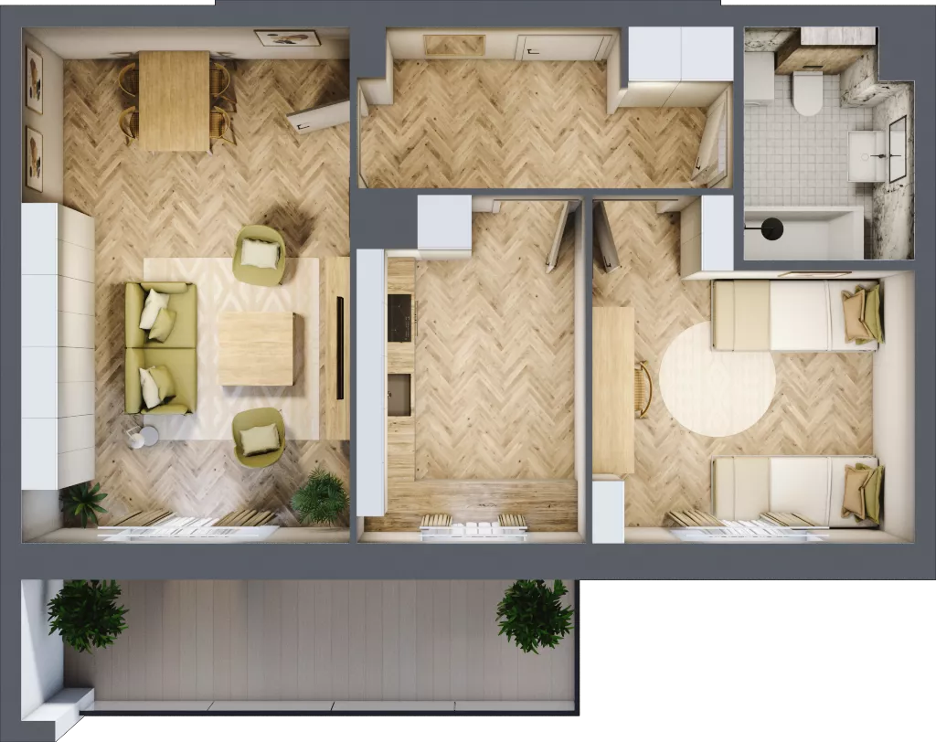 2 pokoje, mieszkanie 53,80 m², piętro 7, oferta nr 109, Quatro, Olsztyn, Zatorze, ul. Poprzeczna
