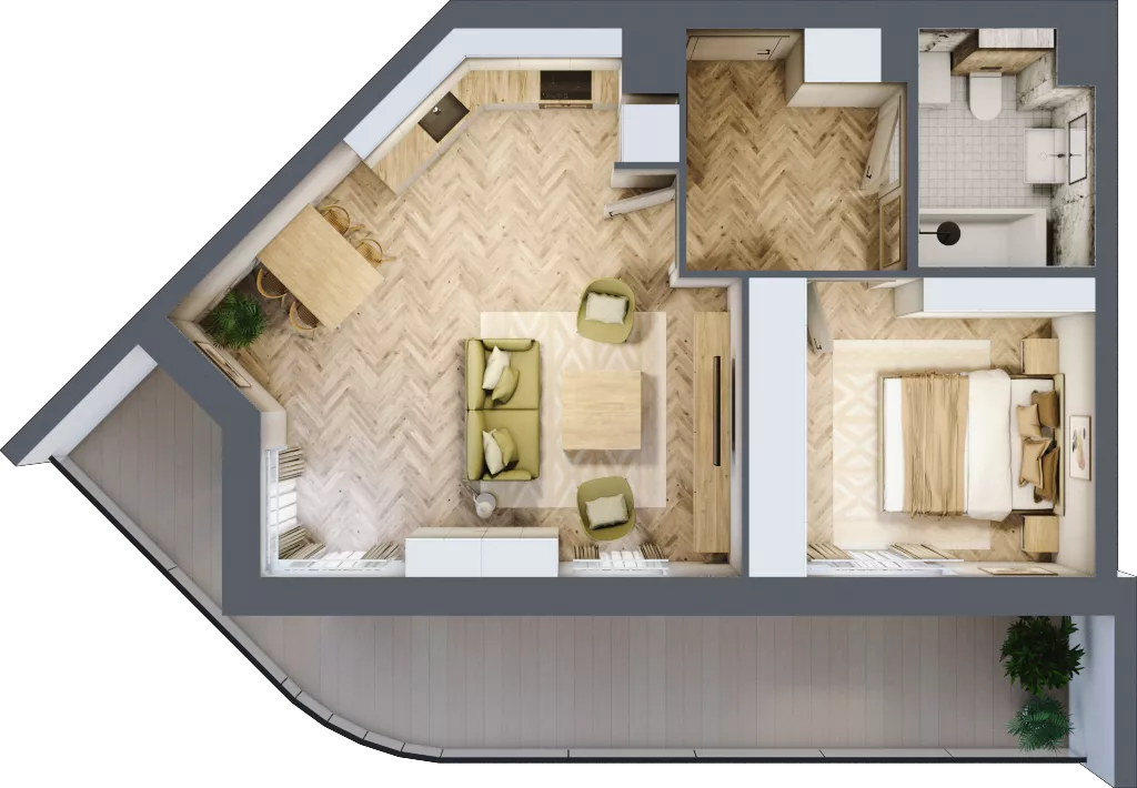 2 pokoje, mieszkanie 46,55 m², parter, oferta nr 118, Quatro, Olsztyn, Zatorze, ul. Poprzeczna