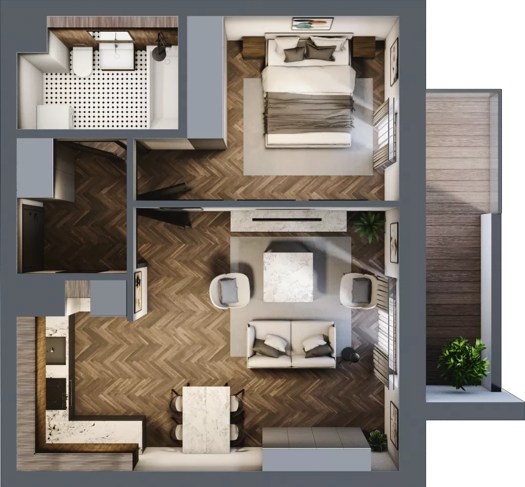 2 pokoje, mieszkanie 45,16 m², piętro 1, oferta nr 1-7, Sokola, Olsztyn, Gutkowo, ul. Sokola