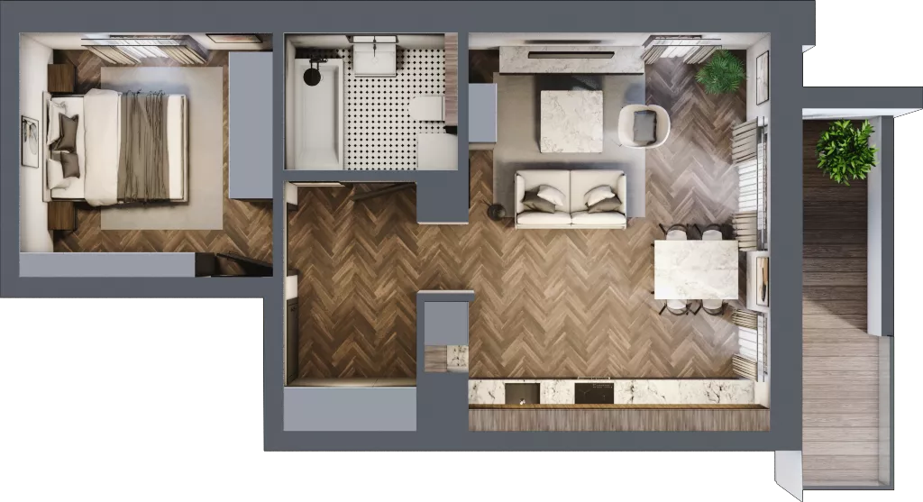 2 pokoje, mieszkanie 45,67 m², piętro 1, oferta nr 2-6, Sokola, Olsztyn, Gutkowo, ul. Sokola